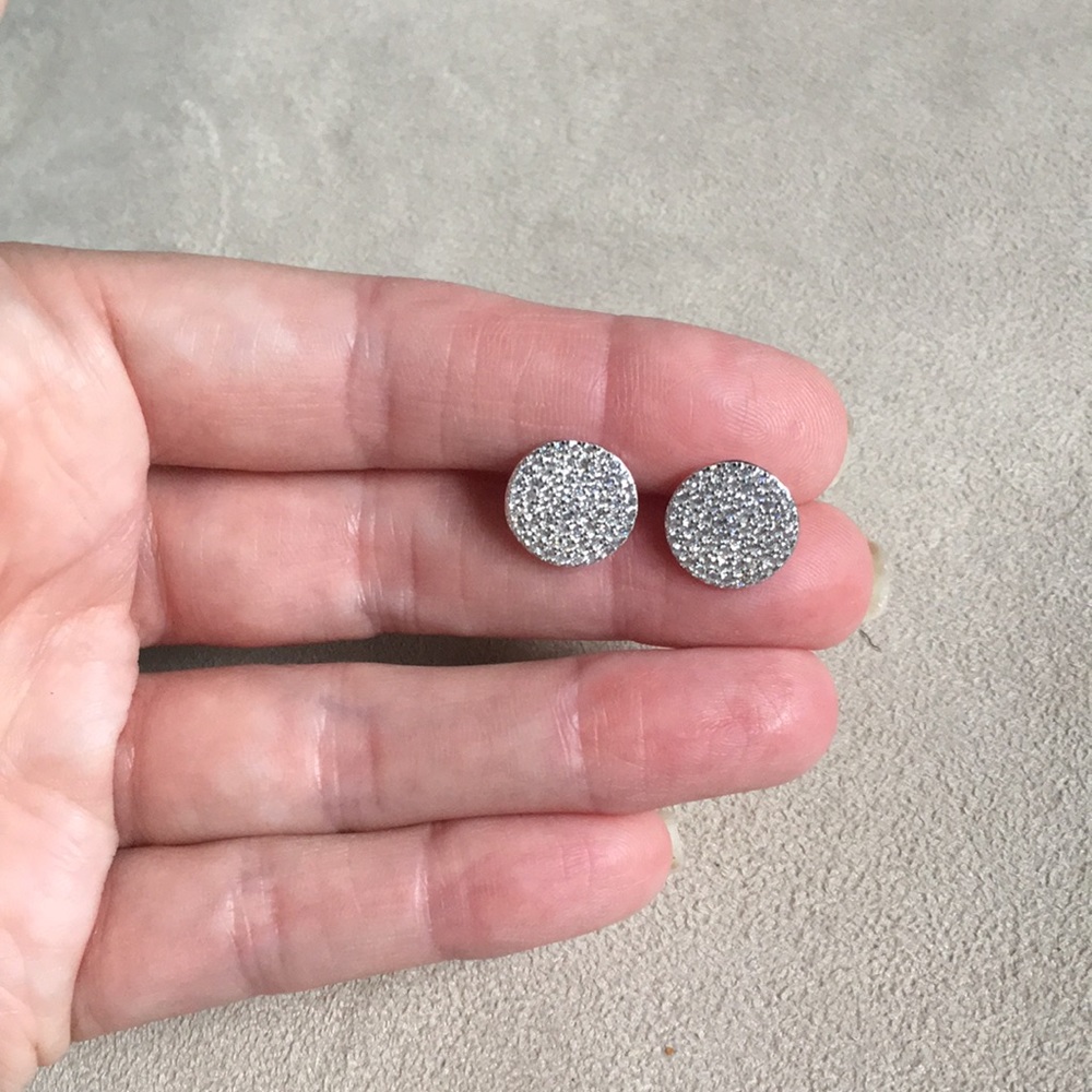 New! Sterling Silver Austrian Pave Stud Earrings - Picture 7 of 8